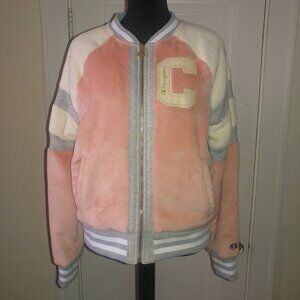 Champion Women's Pink and Cream Bomber Jacket